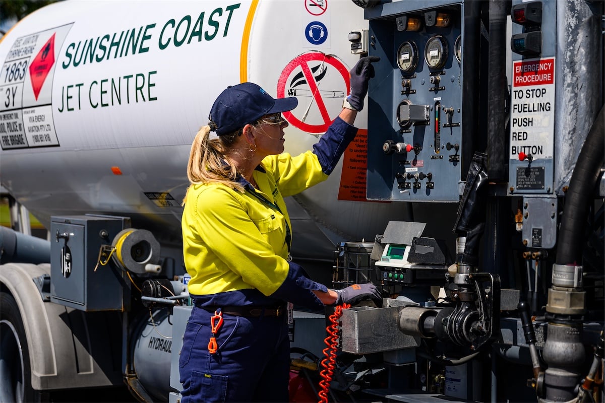 Sunshine Coast Jet Centre refuelling worker