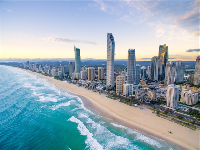 Gold Coast, Australia skyline and beach aerial view