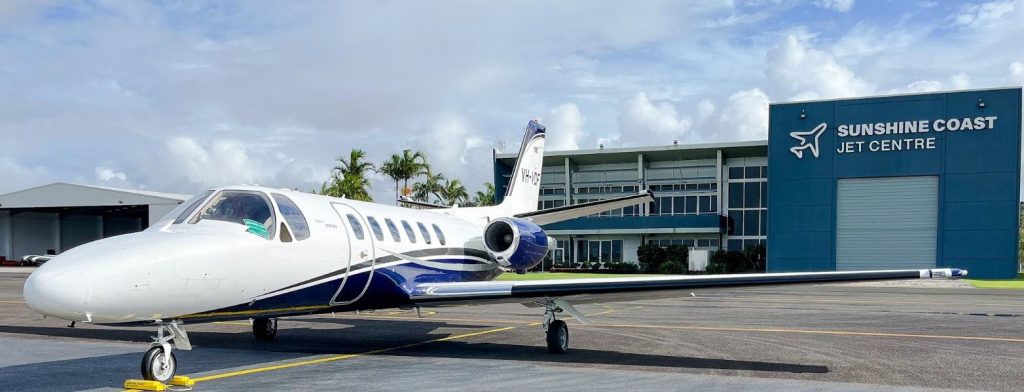 Private jet at Sunshine Coast Jet Centre.